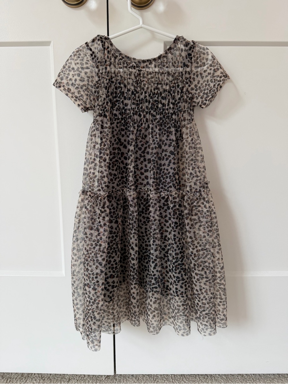 Zara Girls Leopard Print Tiered Dress Size 6